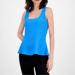 Tahari Vibrant Blue Tank Top Square Neck Size Medium